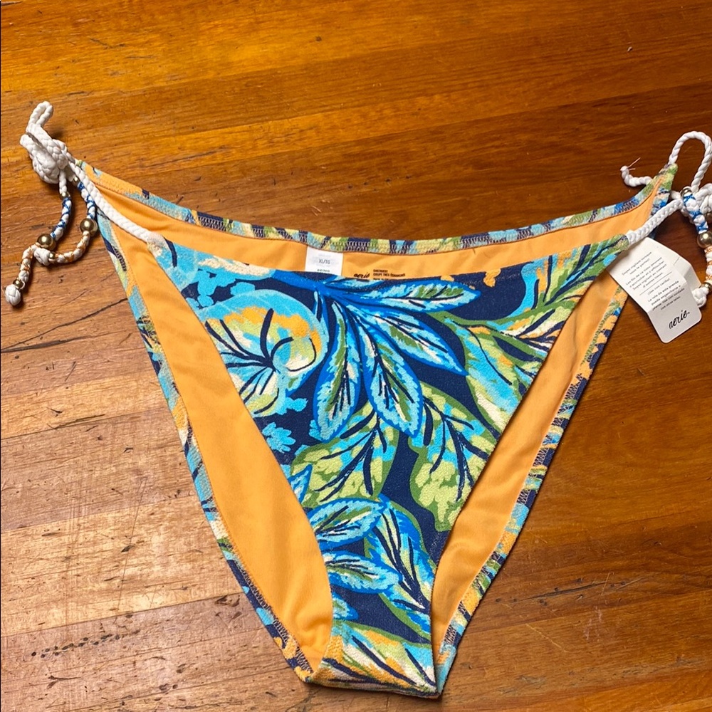 Aerie Blue and Orange Tropical Bikini Bottom